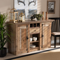 Baxton Studio BH-001-Yosemile Oak-Buffet Albert Modern and Contemporary Farmhouse Rustic Finished Wood 2-Door Dining Room Sideboard Buffet